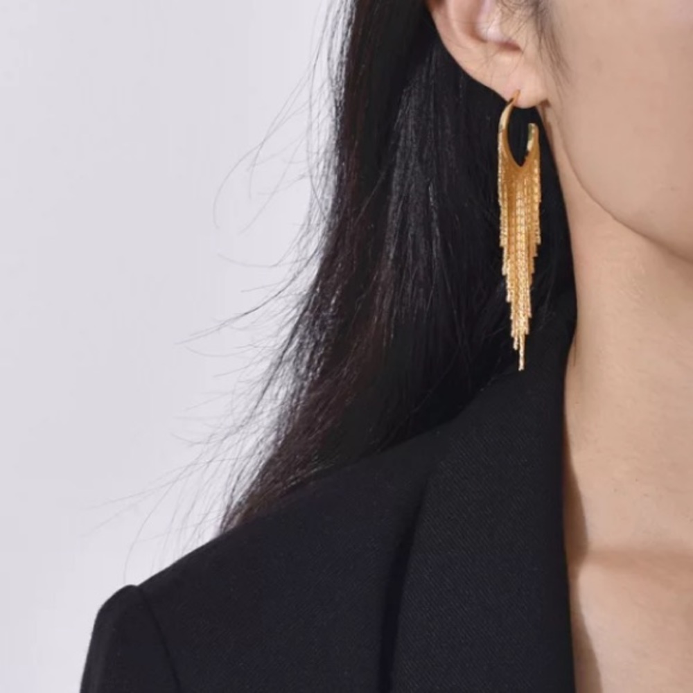 18K gold plated tassels earrings